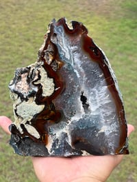 Image 1 of Agate Base Cut With Druzy Centre & Polished Face #2604