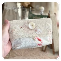 Image 7 of sewing zipper purse and needle book and tiny glass bottle of vintage buttons