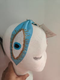 Image 2 of TURQUOISE all seeing evil eye beaded bag and headband