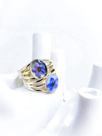Image 3 of Forget Me Not Adjustable Ring Clear Resin Background