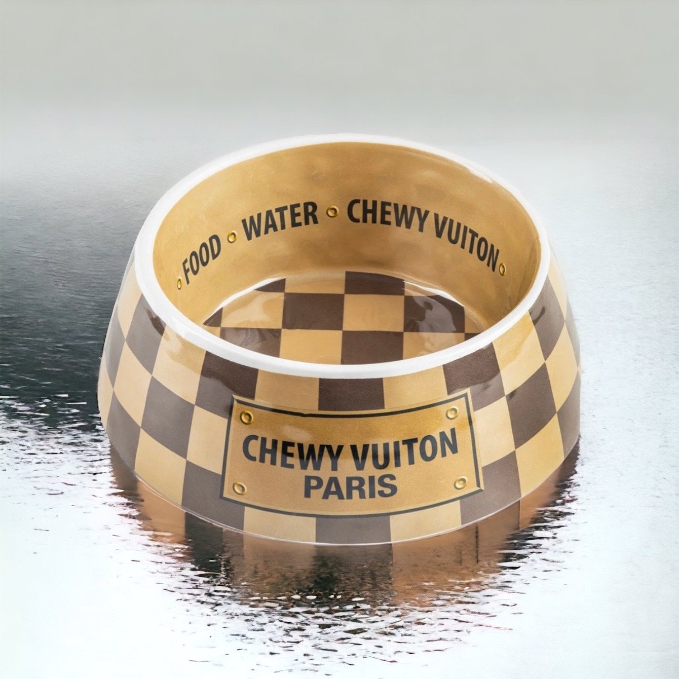 Colorful Chewy Vuitton Dog Bowl