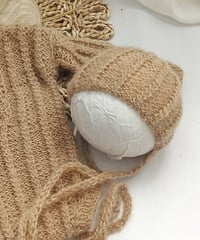 Image 2 of Knitted newborn set for photoshoot | brown tones