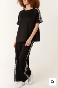 Image 2 of LEOPARD SIDE STRIPE TOP & JOGGER SET