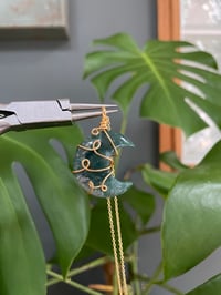 Image 2 of Moss Agate Gold Moon  Necklace 