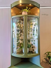 Image 2 of Mid Century Modern Luxury Corner Drinks Cabinet by Nathan Olive Green Vintage Cocktail Display