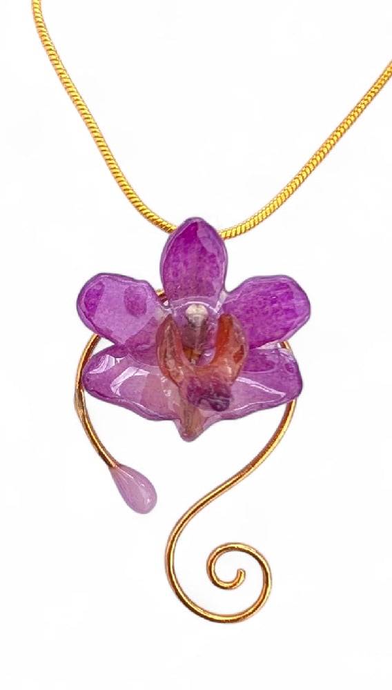 Image of Gold Wirework Mini Orchid Pendants