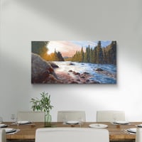 Image 1 of <h2>Vedder River Sunset </h2> Original Artwork <br />18 x 36 <br />Oil