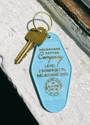 Image of MTCO pin up girl Motel key ring designed by Zoe Wosdom