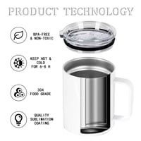 Image 2 of 12OZ Sublimation Thermos Cup Stainless Steel Coffee Mug With Lid Double Wall Vacuum Flask With Handl
