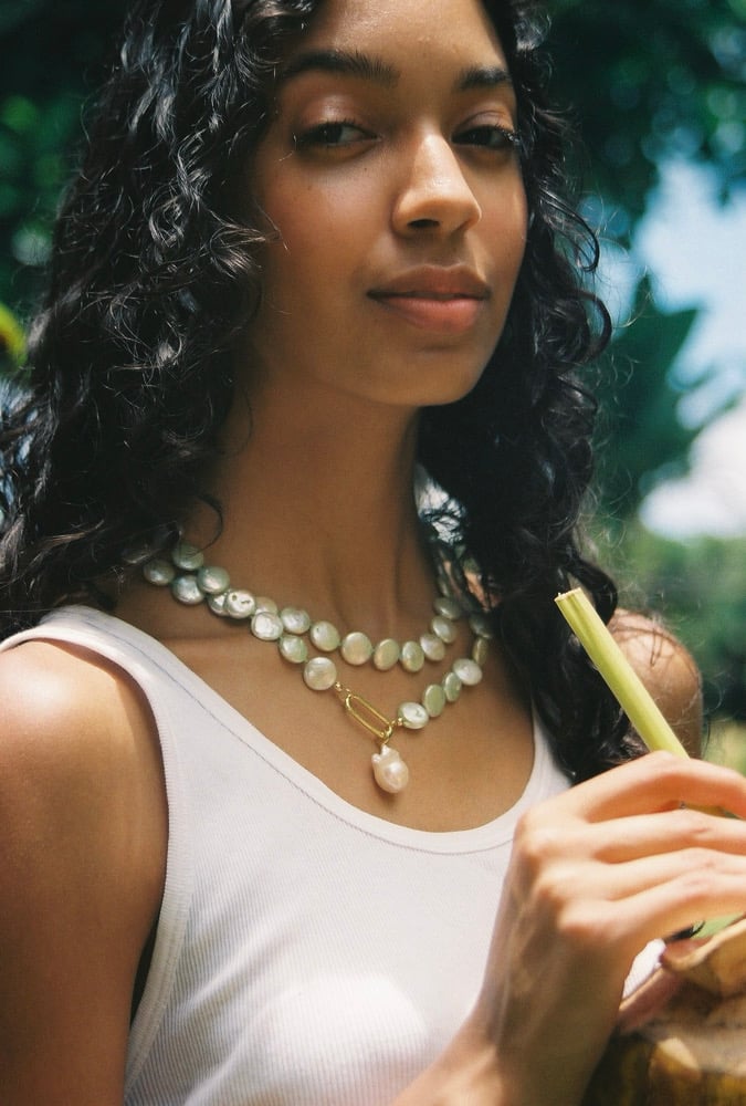 Image of Minty pearl necklace 