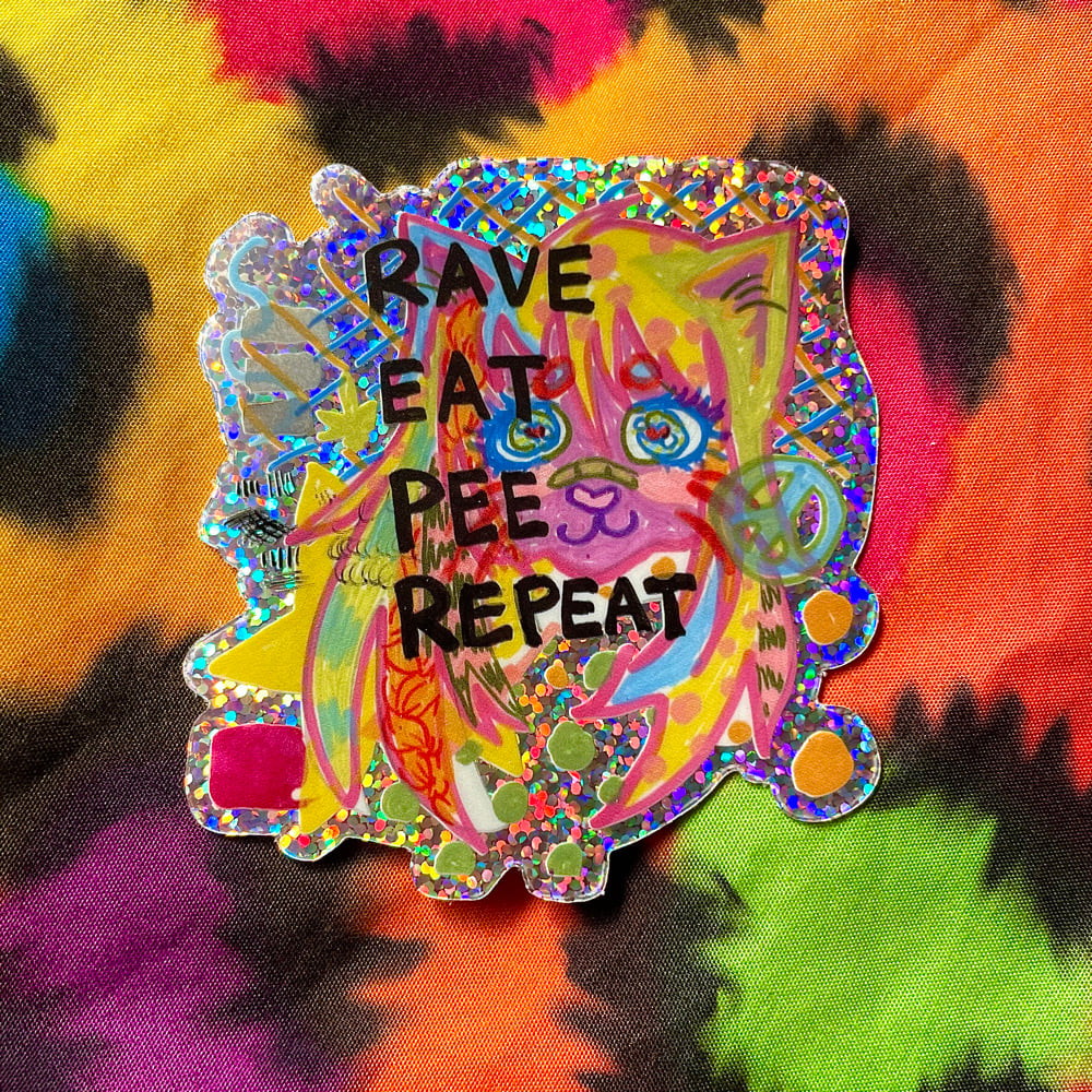 Image of Rave Rules Kitty Sticker