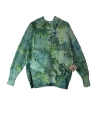 Image 2 of S/M Pocket Hoodie Pullover in Verdant Watercolor Ice Dye