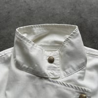 Image 5 of Y2K White Fencing Jacket Retro Button High Collar Loose Casual Denim Jacket Fashion High Street Men 