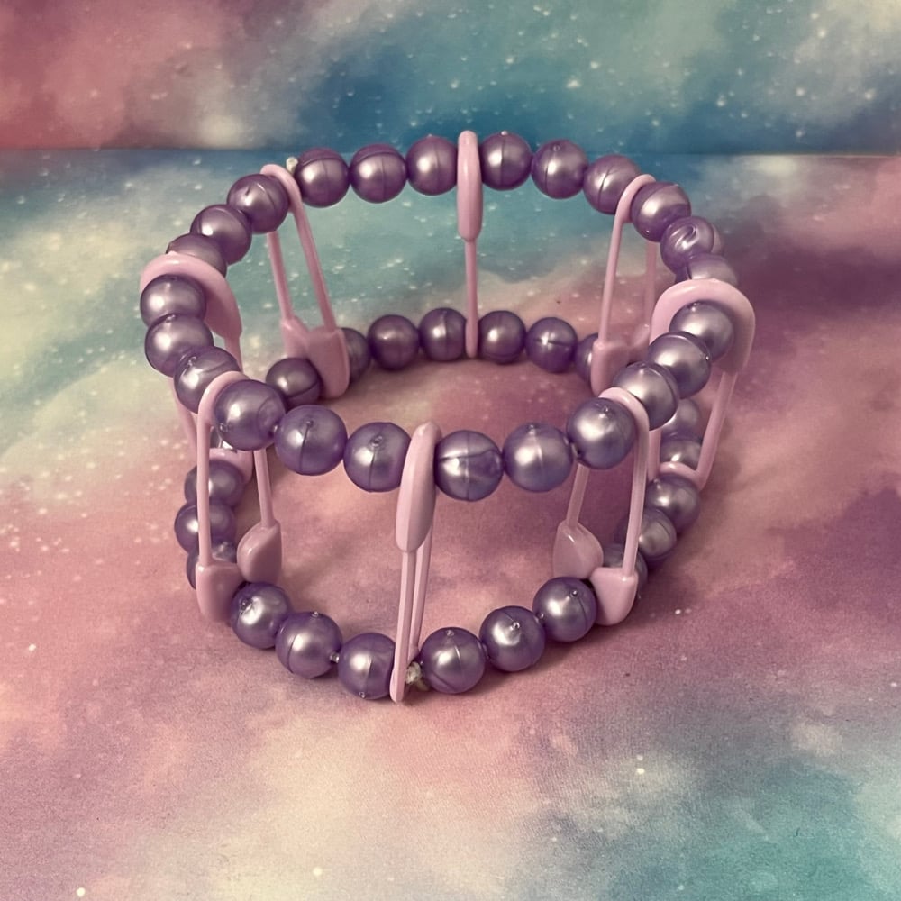 Image of Safety Pin Kandi Cuff Bracelet