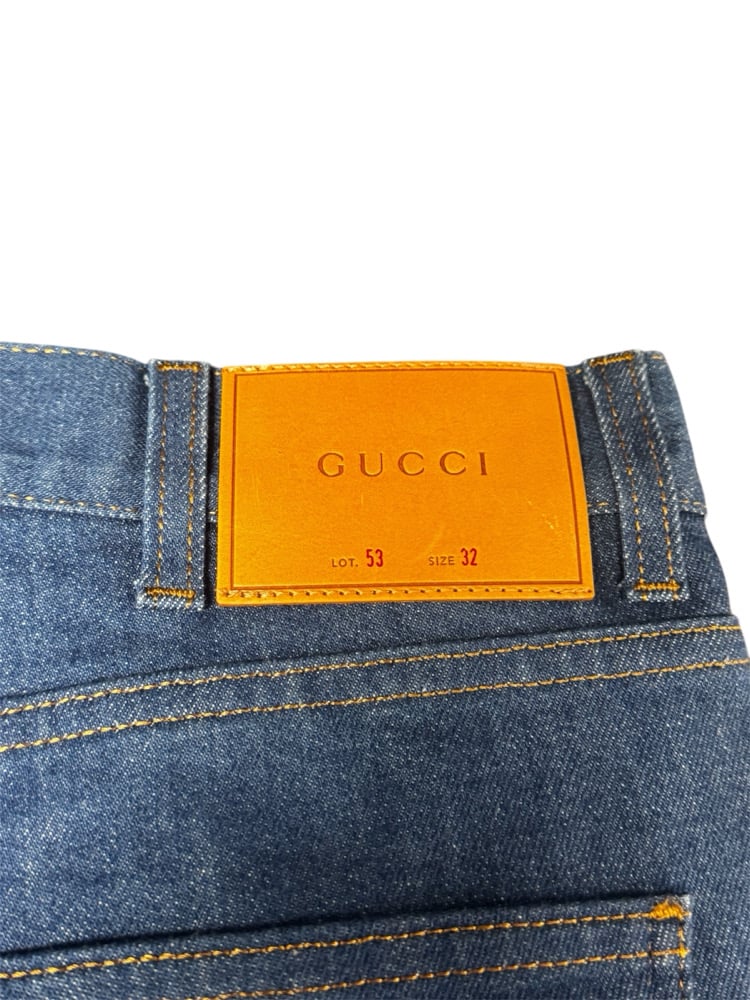 Image of Gucci Japanese Cat Embroidered Denim