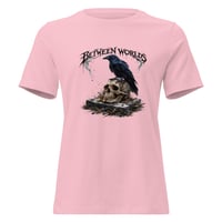 Image 3 of Between Worlds Raven Women's Shirt – Gothic Crow Skull Graphic Tee | Dark Raven Artwork