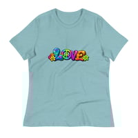 Image 11 of Women's Relaxed T-Shirt, Love, Peace and Flowers Hippie Flower Power Tee