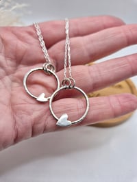 Image 2 of Hammered Ring Necklace with Heart