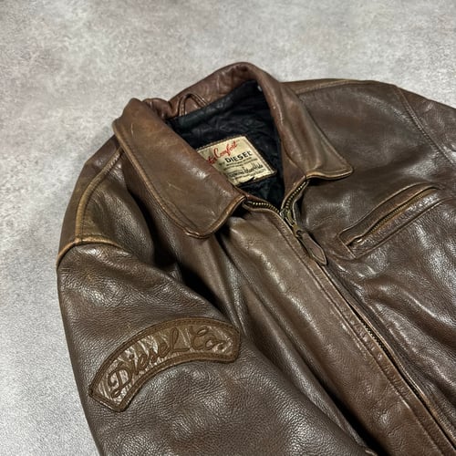 Image of 1990s Diesel Heavyweight Leather Jacket, Size Medium