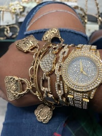 Image 2 of Gold vintage purse charm bracelet 
