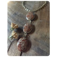 Image 1 of Solid Brass and Graduated Galactic Jasper Necklace 