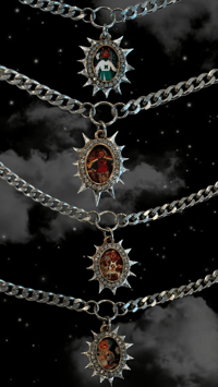 Image 1 of -;- SPIKY ROCK-AFIRE EXPLOSION NECKLACE -;-