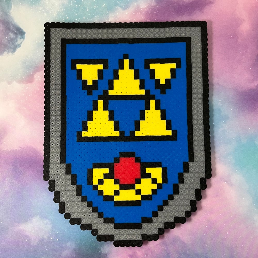 Image of Zelda Shield Perler Kandi Wall Decor
