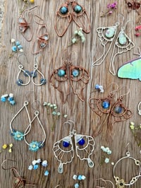 Image 7 of Small Spring Bouquet Earrings with Sapphire