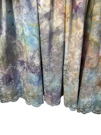 Image 7 of 2X/3X Plus 100% Cotton Eyelet Midi Dress in Muted Earth Tones Ice Dye