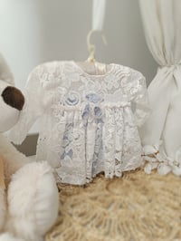 Image 8 of Photo prop | Newborn girls dress for photo shoots | Bella | blue and white
