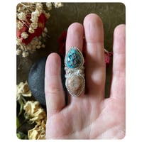Image 3 of The Irkala Ring - Old Stock US Tuquoise Mexican Cantera Opal and Sterling Silver 