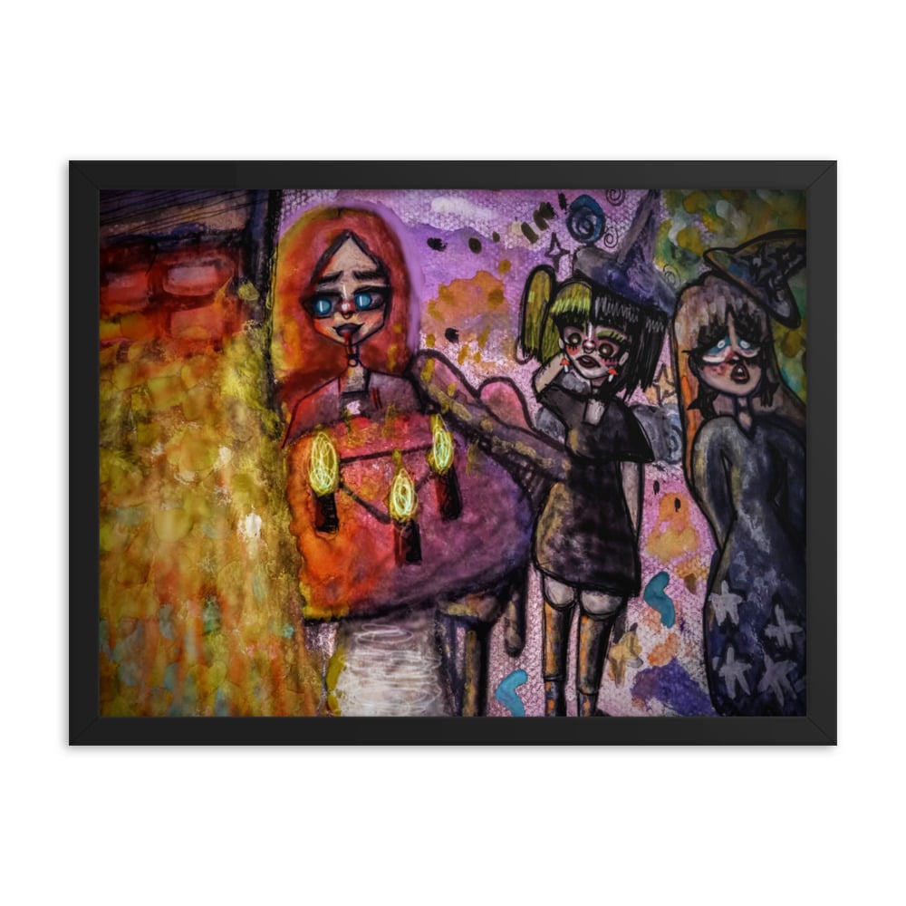 Image of "Burning Bad Vibes" Framed Trippy Painting 