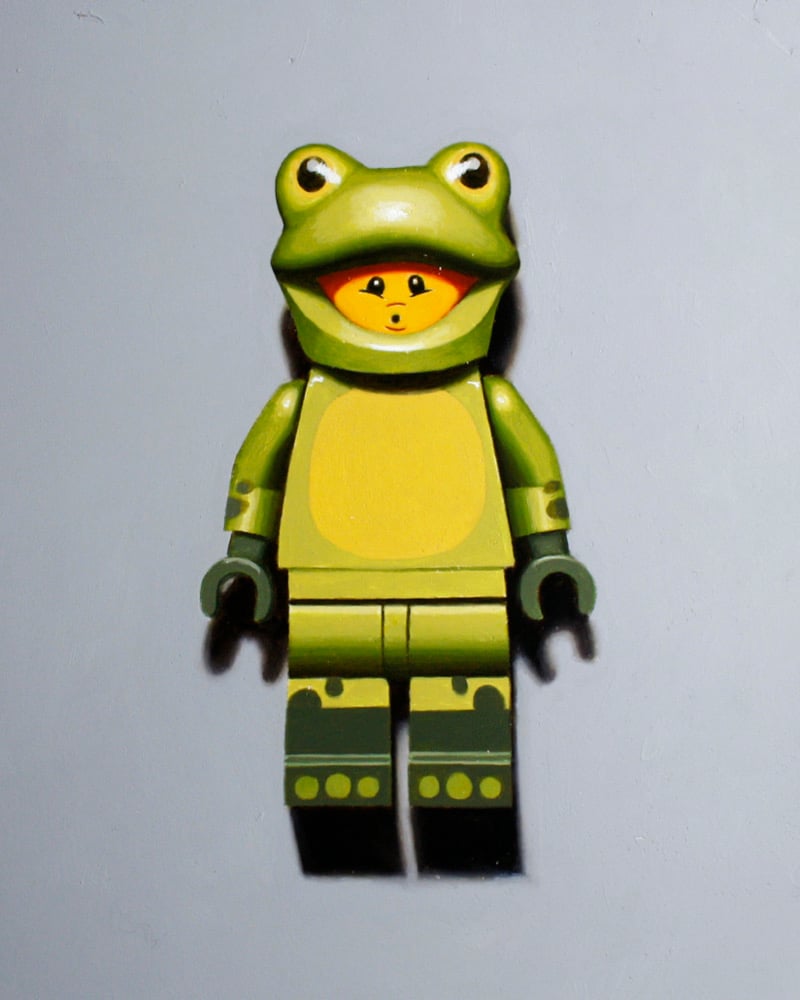 Image of Frog minifig original oil painting 