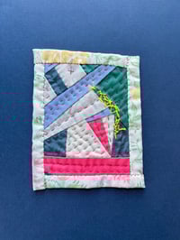 Image 1 of Yellow Chicken Scratch - small hand sewn quilt 