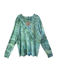 Image 4 of XXL Unisex Adult Waffle Long Sleeve Shirt in Verdant Geode Ice Dye