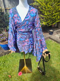 Image 2 of Tulum co ord set - wrap skirt and top 6-14 uk black flora