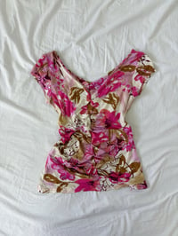 Image 1 of 00s Pink floral top // M