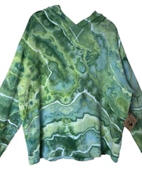 Image 5 of S Ladies French Terry Bamboo Blend Hoodie in Verdant Geode Ice Dye