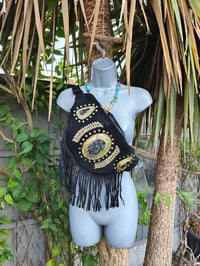 Image 10 of Dolly Bum bag suede fringe tassels BLACK and Moroccan Stone
