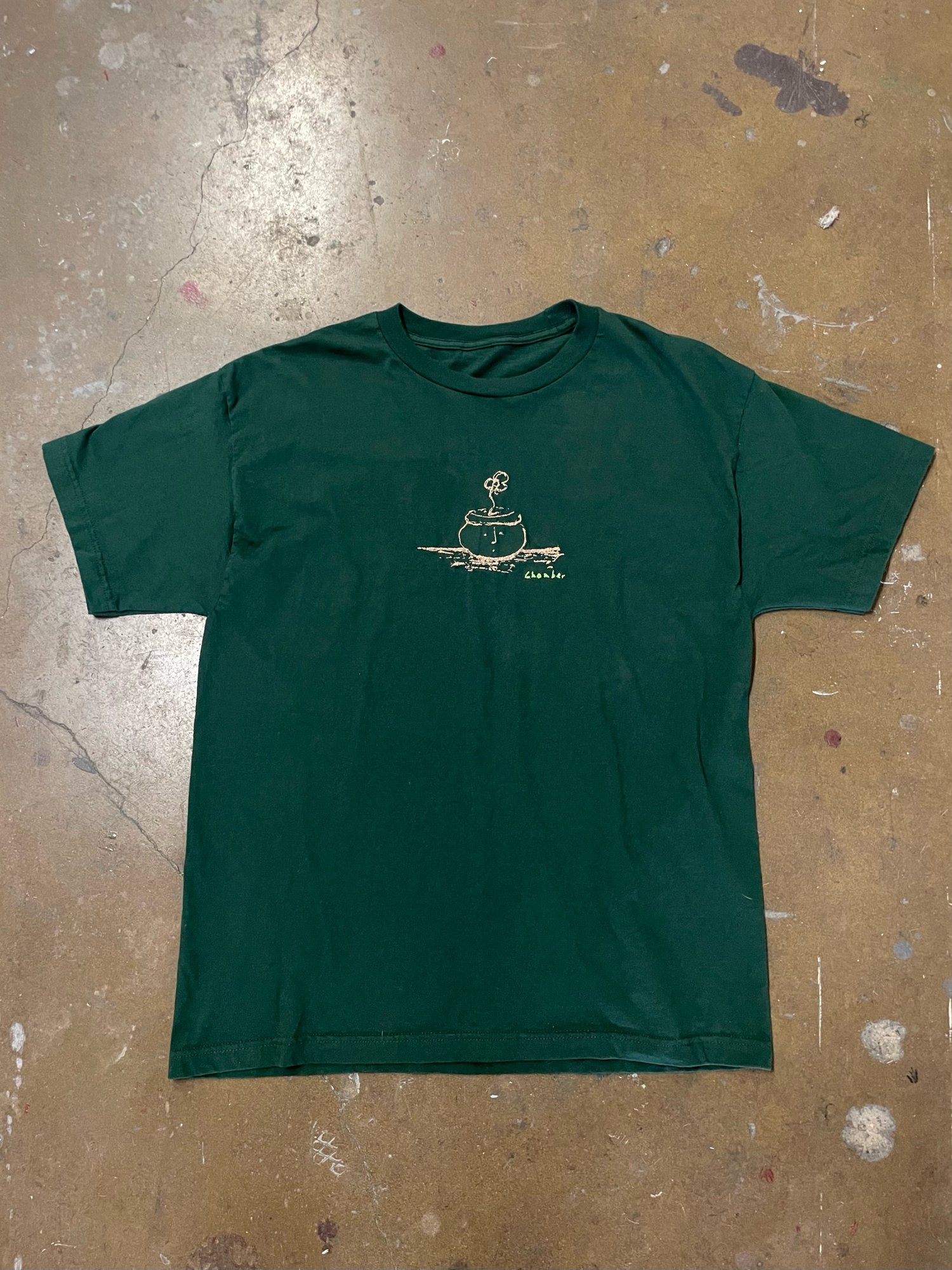 Image of Pot head embroidered T forest green