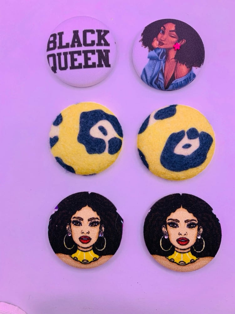 Image of Black Queen Button earrings #3