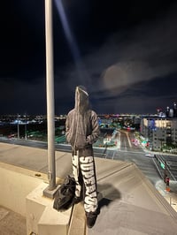 Image 2 of Black/White Unisex Baggy Oversized Distressed Sweatpants