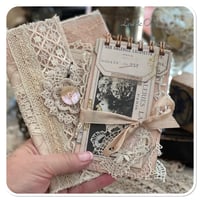 Image 1 of Junk Journal lace samples booklet in a vintage french lace pouch