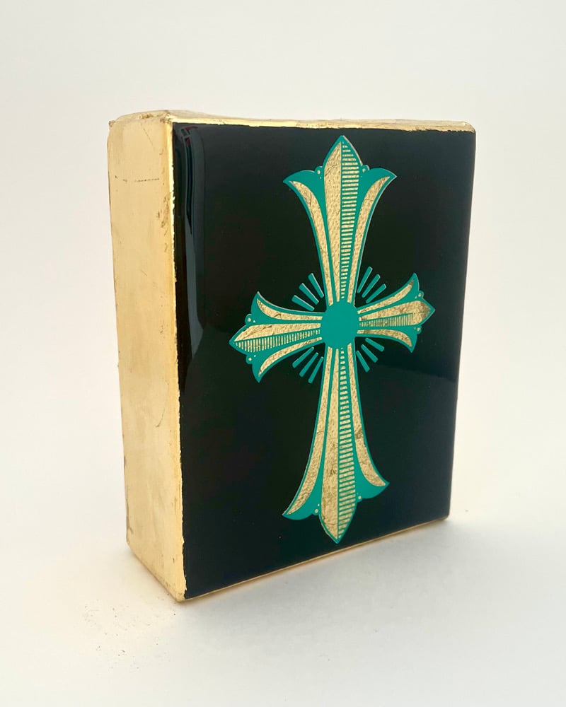 Image of Decorative Cross Black/Gold leaf