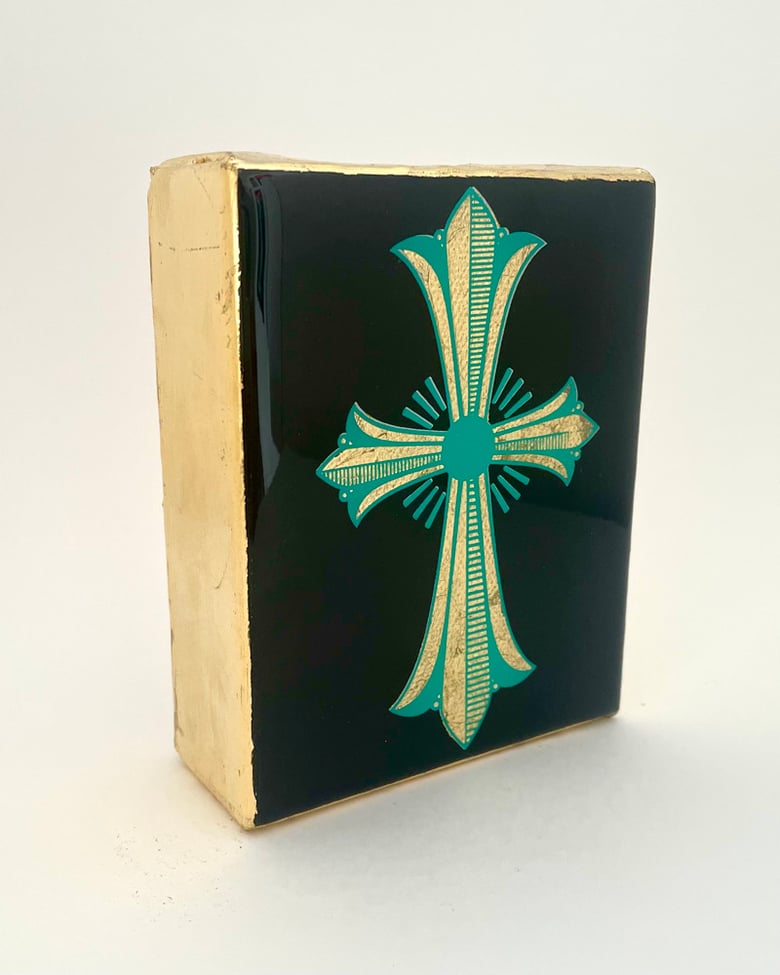 Image of Decorative Cross Black/Gold leaf