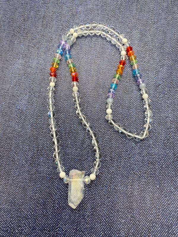 Image of At Peace & Centered Necklace with Clear Quartz & Howlite