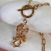 Image 6 of Glass Skull and Bow Paperclip Chain - Gold