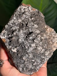 Image 3 of SUGAR DRUZY CHALCEDONY X MANGANESE WITH DOUBLE TERMINATED MINI CALCITES- MOROCCO- D
