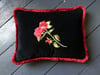 Red Rose Black Velvet Cushion