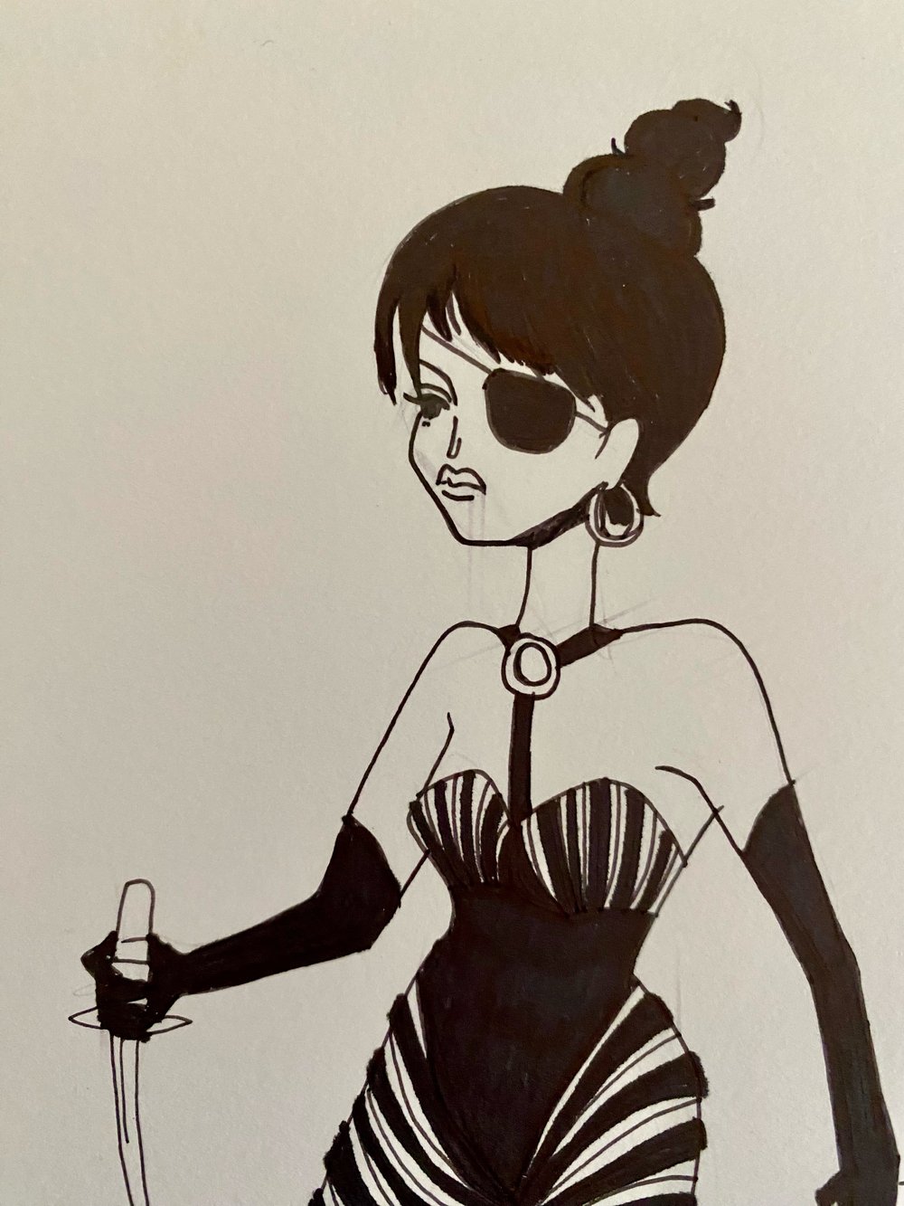 BARBARELLA AND THE BLACK QUEEN drawing